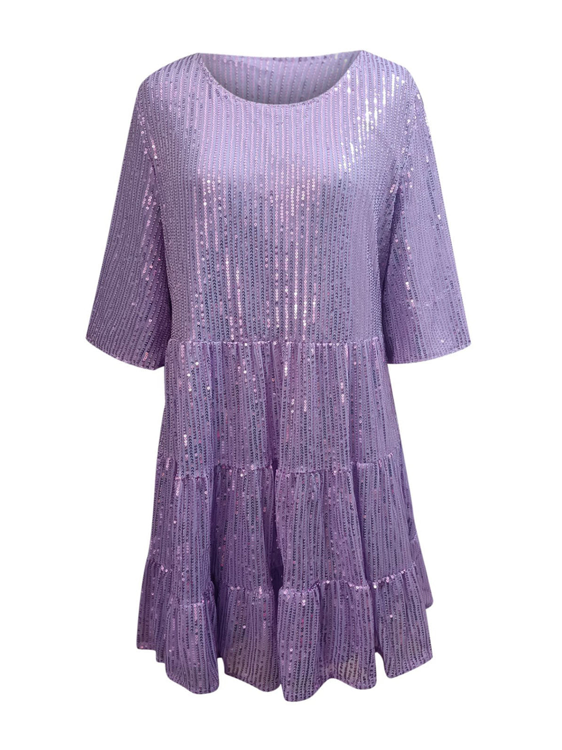 Full Size Sequin Round Neck Half Sleeve Tunic