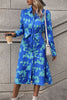 Perfee Printed Button Up Tie Waist Dress