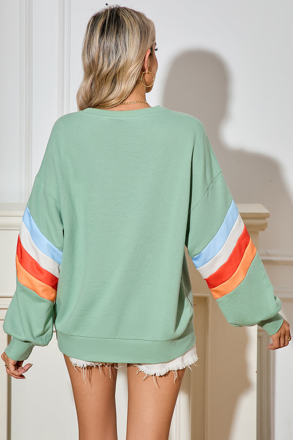 Flamingo Patchwork Drop Sleeve Loose Sweatshirt