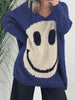 Smiling Face V-Neck Long Sleeve Sweater