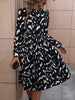 Perfee Printed Tie Back Long Sleeve Dress