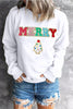 Beige MERRY Christmas Tree Chenille Patch Graphic Sweatshirt