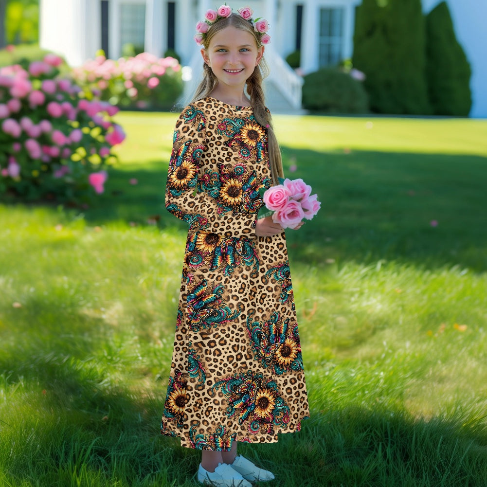 Children's Long Sleeve Modest  Dress