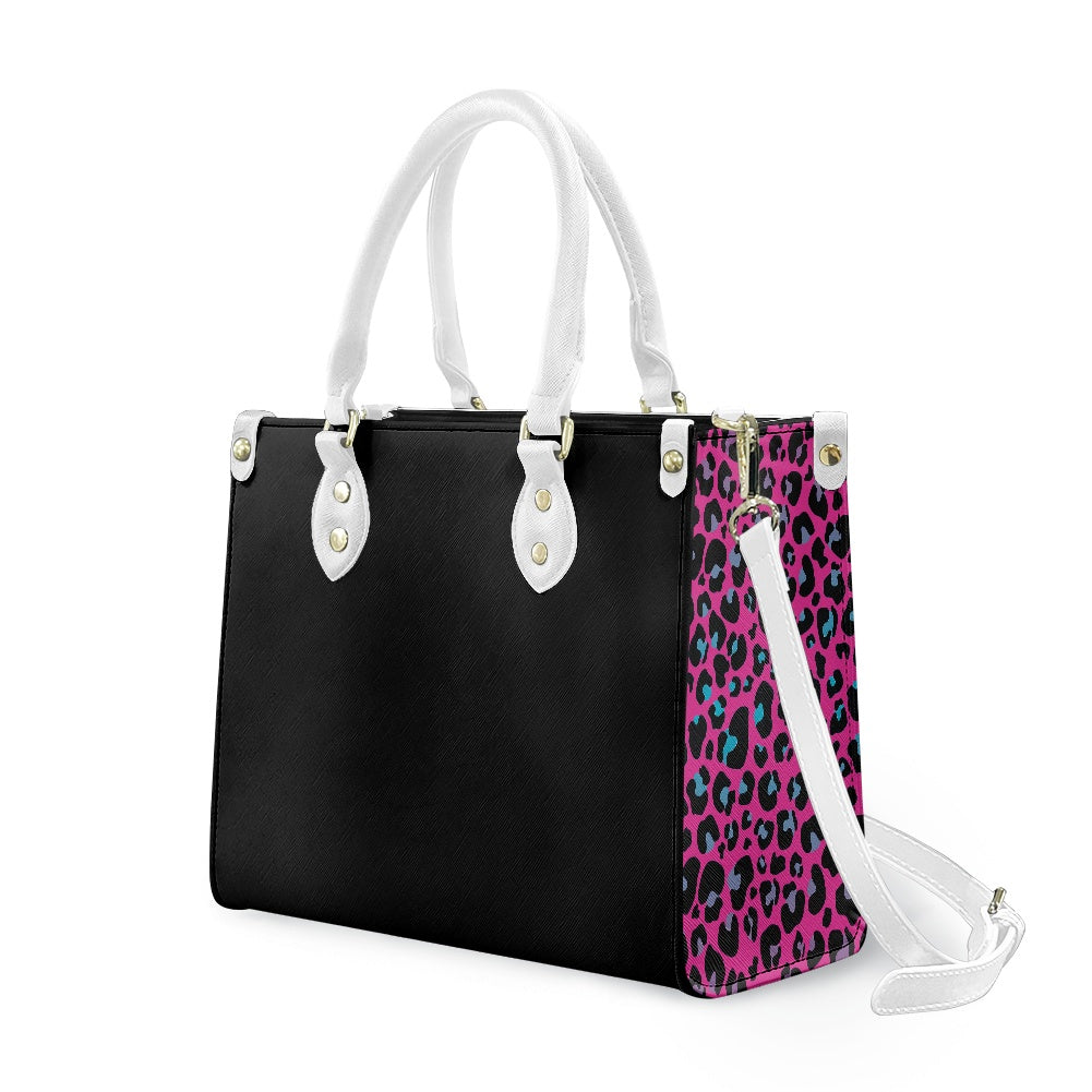 cheetah print sides Women's PU leather twill handbag