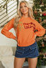 Russet Orange Thanksgiving Tinsel Drop Shoulder Crew Neck Sweater