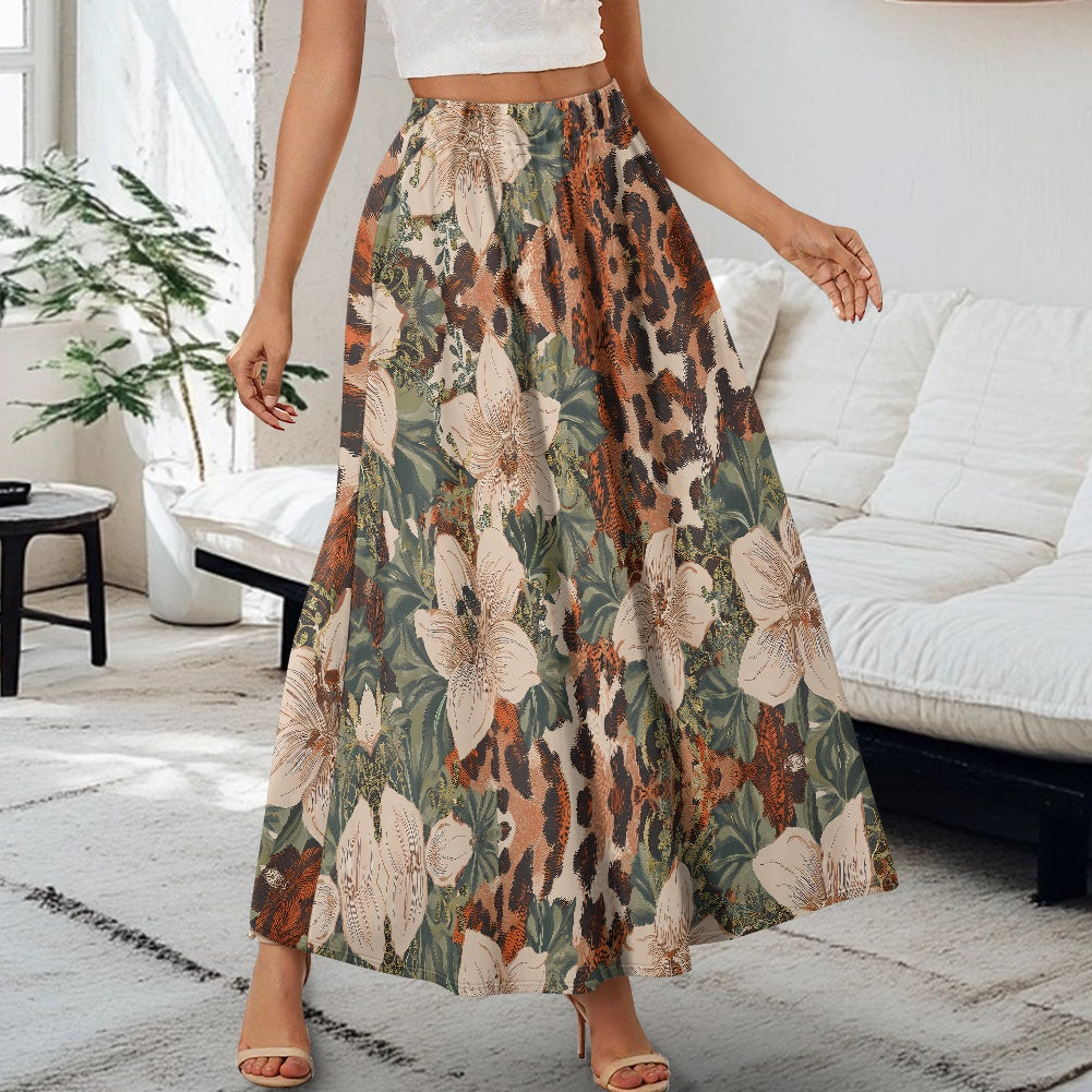 Printed Double Pocket Skirt