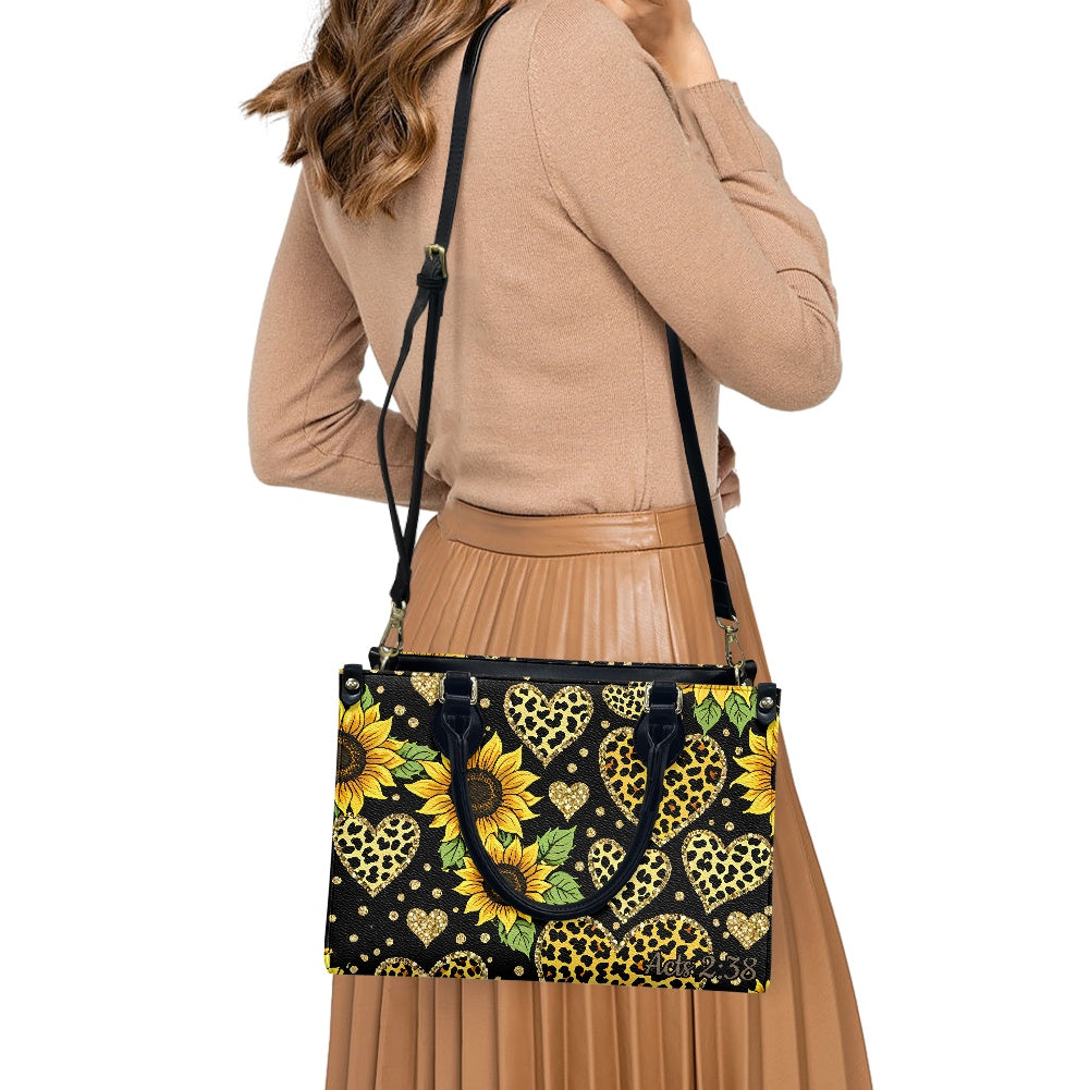 Acts 2:38 Apostolic Sunflower Cheetah Leopard Print Hearts Bag Purse Shoulder Bag