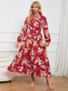 Floral Tie Front Balloon Sleeve Dress