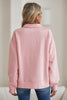 Light Pink Solid Textured Half Zipper Collared Sweatshirt