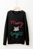 Black Tinsel Merry and Bright Graphic Christmas Sweater