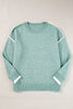 Moonlight Jade Contrast Edge Crewneck Knit Sweater