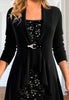 Autumn And Winter New European And American Sequin Stitching False Two-piece Suit Top For Women