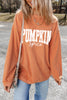 Orange Crinkle Ribbed PUMPKIN Spice Graphic Crewneck Sweatshirt