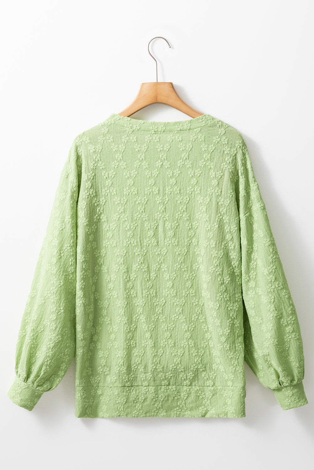 Light Green Textured Side Split Drop Shoulder Sweatshirt