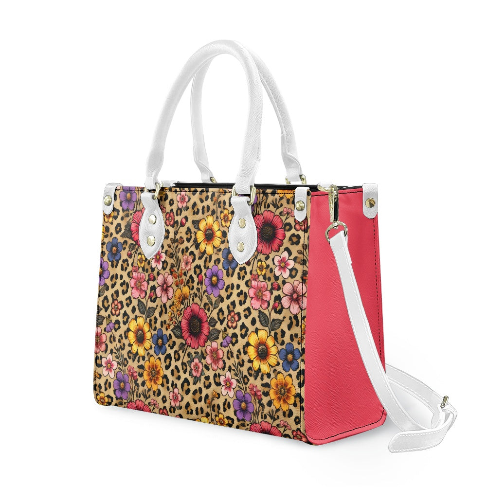 floral leopard Women's PU leather twill handbag