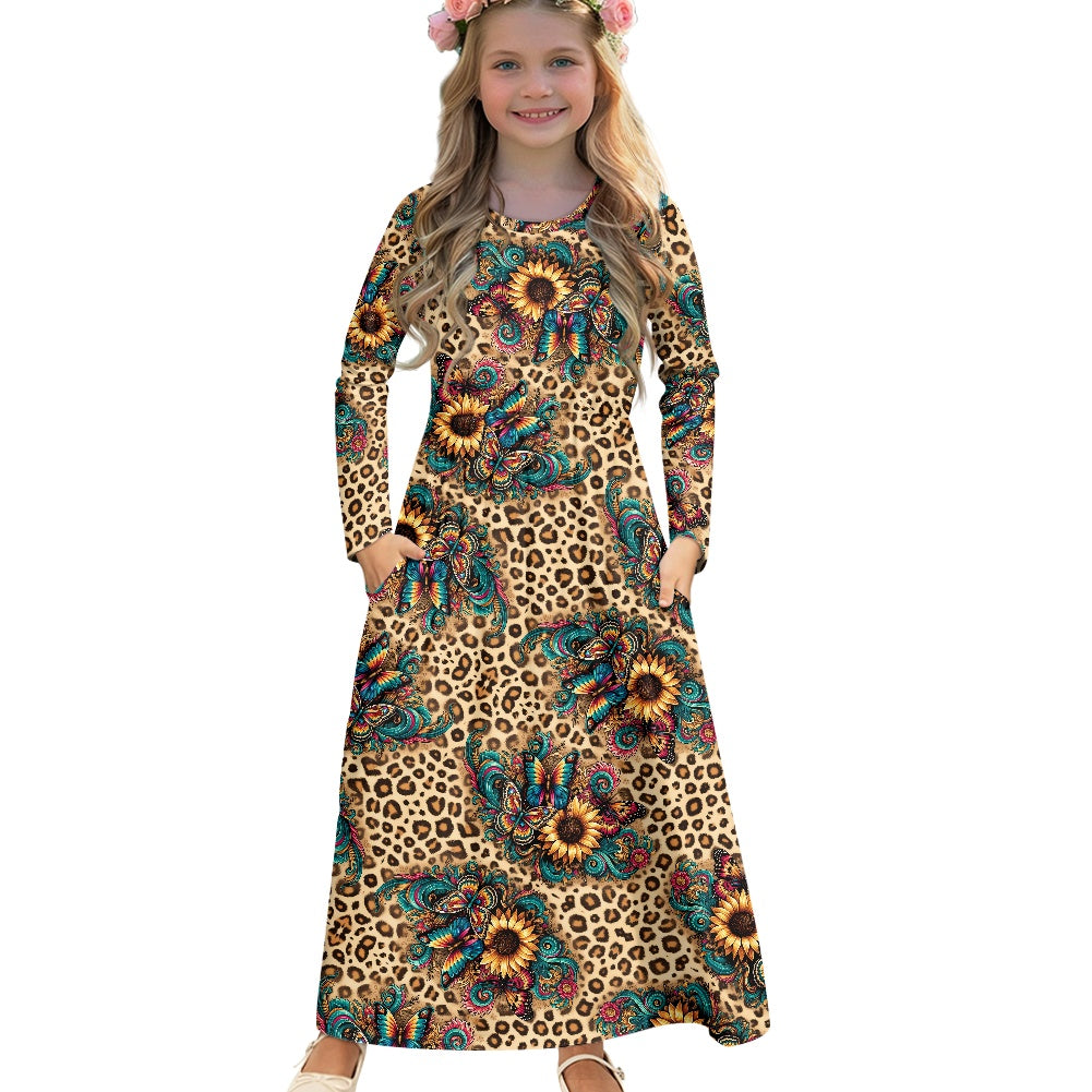 Children's Long Sleeve Modest  Dress