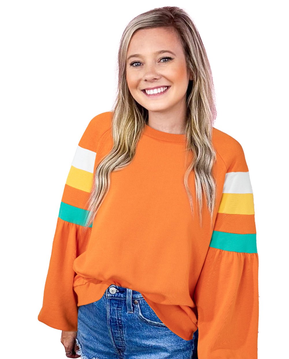 Flamingo Color Block Exposed Seam Raglan Sleeve Top