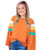 Flamingo Color Block Exposed Seam Raglan Sleeve Top