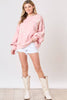 Light Pink Flower Pattern Drop Shoulder Loose Sweatshirt