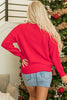 Fiery Red Tinsel Merry Letter Drop Shoulder Baggy Sweater