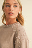 Evergreen Pearl Drop Shoulder Round Neck Sweater