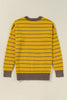 Yellow Stripe Daisy Floral Knitted Round Neck Sweater