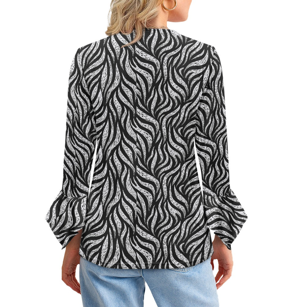 Women's Zebra V-neck button-down T-shirt