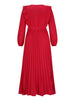 Pleated Surplice Tie Waist Maxi Dress