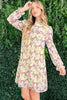 And The Why Floral Mock Neck Flounce Sleeve Dress