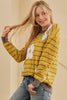 Yellow Stripe Daisy Floral Knitted Round Neck Sweater