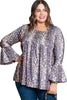 Purple Floral Print Round Neck Plus Size Tunic