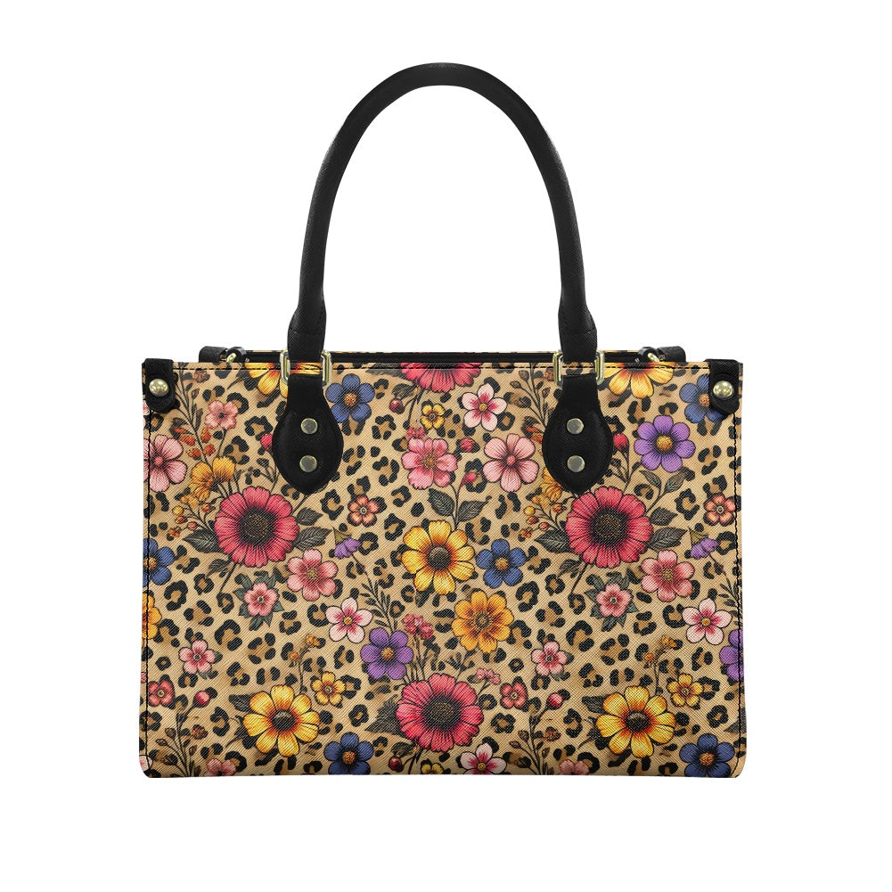 floral leopard Women's PU leather twill handbag