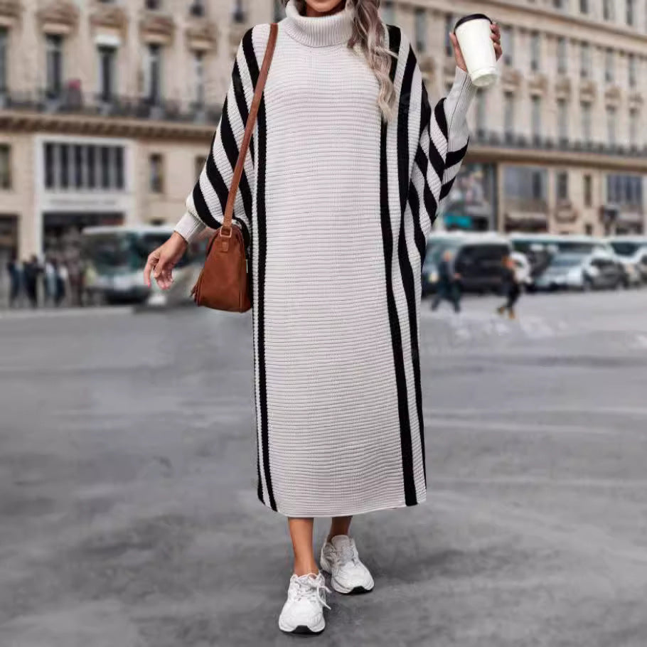 Casual  Style Striped Long Knitted Dress