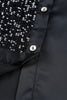 Black Sequin Splicing Pocket Buttoned Shirt Tunic