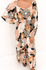 Tie Waist Puff Sleeve Bold Floral Maxi Dress