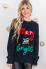 Black Christmas Tinsel Merry and Bright Graphic Sweater