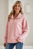 Light Pink Solid Textured Half Zipper Collared Sweatshirt