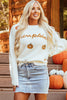 White Pumpkin Yarn Stitch Ribbed Knit Sweater