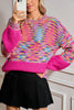 Bright Pink Confetti Drop Shoulder Crewneck Sweater