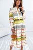 Multicolor Lace Up Tie-dye Print Long Shirt Dress