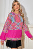 Bright Pink Confetti Drop Shoulder Crewneck Sweater