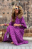 Purple Boho Printed Puff Sleeve Maxi Dress