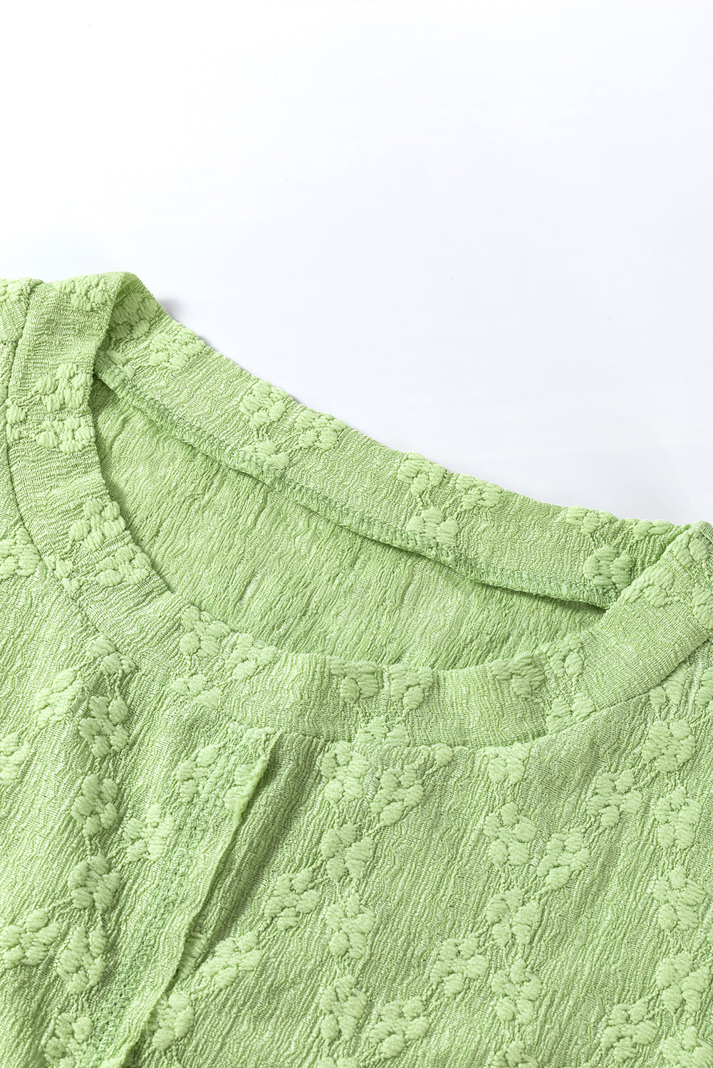 Light Green Textured Side Split Drop Shoulder Sweatshirt