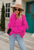 Angel Wings Ribbed Round Neck Fringe Detail Sweater