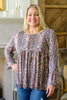 Purple Floral Print Round Neck Plus Size Tunic