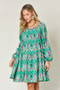 Double Take Full Size Printed Long Sleeve Dress