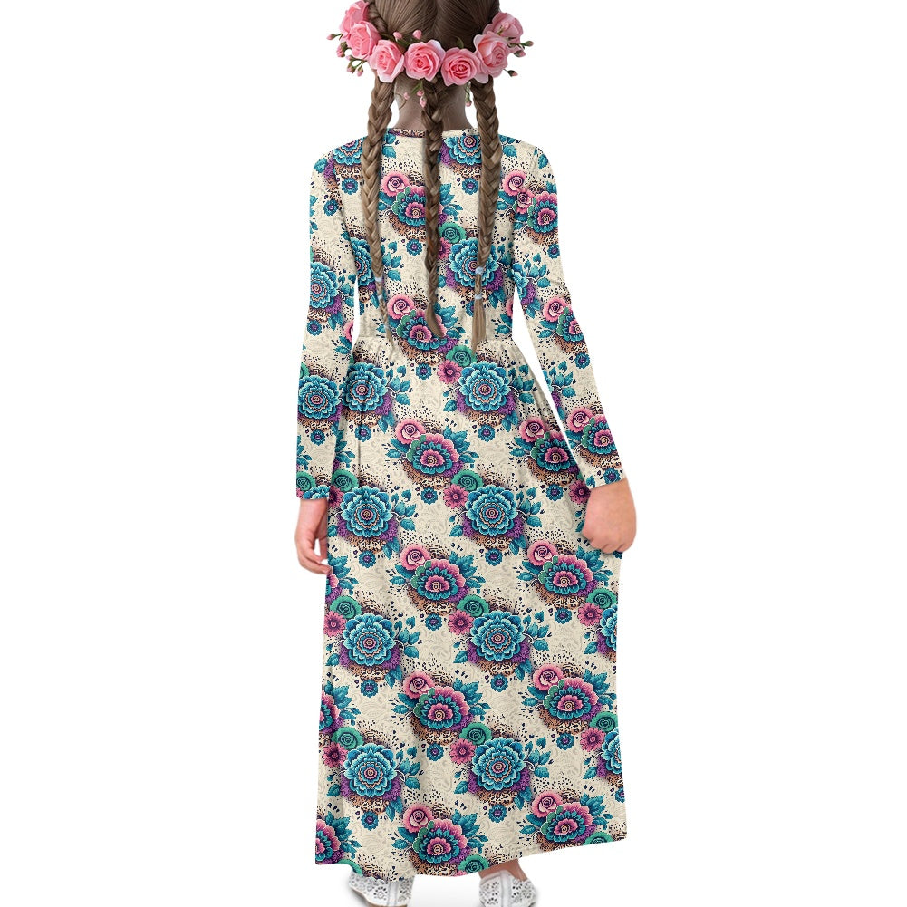 Children's Long Sleeve Modest  Dress