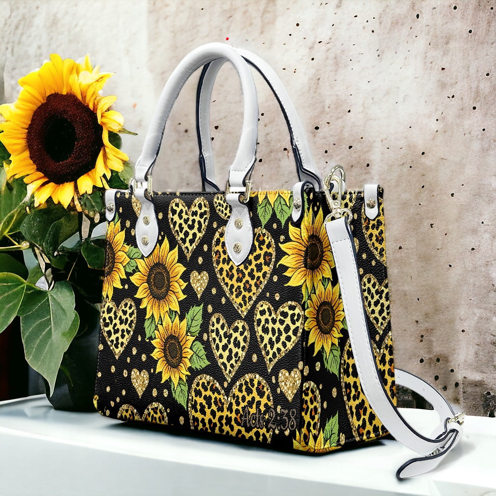 Acts 2:38 Apostolic Sunflower Cheetah Leopard Print Hearts Bag Purse Shoulder Bag