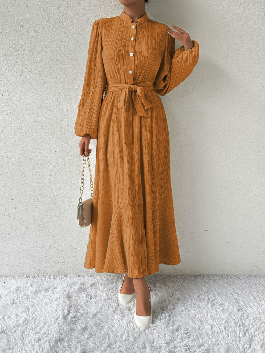 Honey Tie Waist Long Sleeve Dress