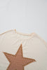 Apricot Studded Star Graphic Oversized Long Sleeve Top